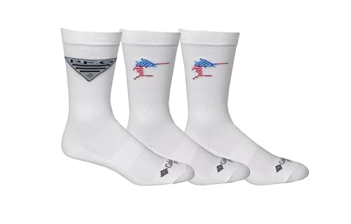 Columbia Men's PFG Crew Socks 3 Pair, White, Men's 6-12 Shoe