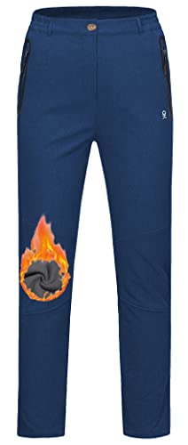 Little Donkey Andy Insulated Fleece Lined Softshell Pants for Women Winter Snow Tights Water Repellent Casual Cargo Trousers for Outdoor Hiking Golf Joggers Climbing Trousers, Blue Heather, Large