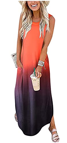 Mejores review On-line Jersey hippie - cinco favoritos. 20 CHUNTIANRAN - Vestido largo de verano para mujer, casual, suelto, sin mangas, para día festivo, playa, con bolsillos, multicolor, (Multicolor 05), Small