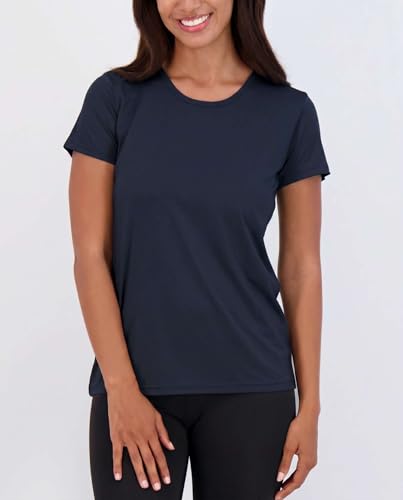 Image of Real Essentials 5 Pack: Women's Short Sleeve T-Shirts Workout Tops Fitness Pilates Gym Activewear Athletic (Plus Available)