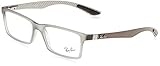 Ray-Ban RX8901 Rectangular Prescription Eyeglass Frames, Demi Gloss Grey/Demo Lens, 53 mm