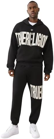 True Religion Men's Knit Panel TR Cinched Hoodie – Pullover Hooded