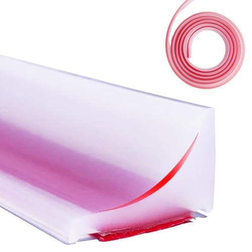 Self Adhesive Silicone Waterproof Shower Water Strip Dam Shower Threshold Water Dam Water Barrier for Sink Bathroom and Kitchen Shower Guard Corner Water Retaining Dam Strip (39inch, Transparent)