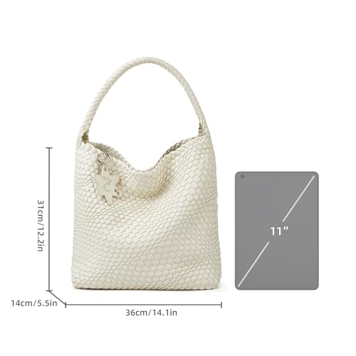 Bolso tote tejido para mujer, bolso hobo de hombro miniatura 6