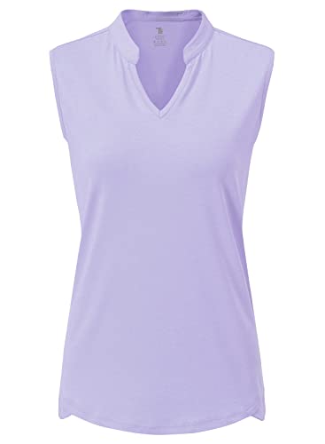 Image of BGOWATU Women's Golf Polo T-Shirts Sleeveless V Neck Collarless Tennis Shirts UV Protection Quick Dry Lightweight