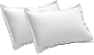 Alpes Blanc - Lot 2 taies d'oreillers Blanches 50x70cm Locations & Hotels - Facile à Repasser - Coton