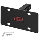 Wolfwo Trailer Hitch License Plate Holder Bracket-Trailer License Holder -2-Inch Receiver Compatible, Universal Fit for Trucks/SUVs/RVs-5.2 mm Thick High Steel -Anti-Rust Coating