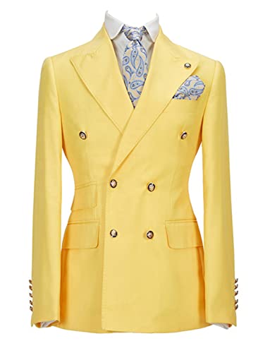 Men's Blazer Peak Lapel Double Breasted for Groom Wedding Jacket