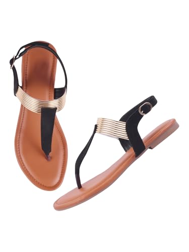 Image of SilverArrow womens Mcoom Flat Sandal | Fashion Sandal with Strap Buckle Closure|Suitable for Casual Outfit