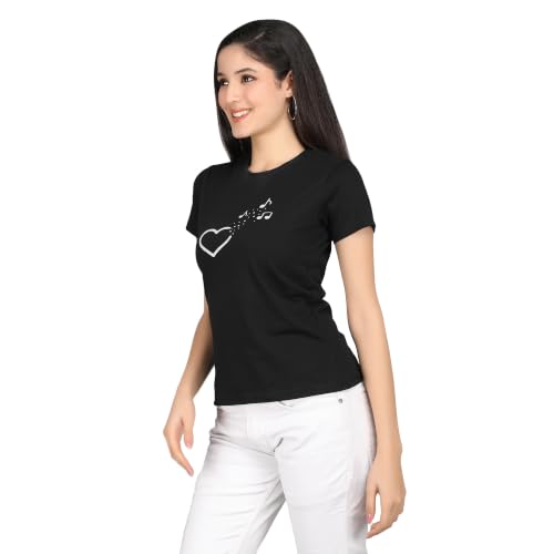 Image of Women's Slim Fit Graphic Printed T-Shirt | Soft 100% Cotton Fabric | Round Neck Half Sleeve Casual Top, Travel & College Pack of 2 Set