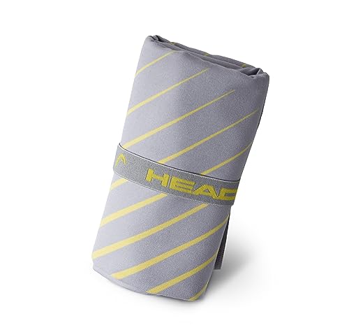 HEAD Active Stripes - Asciugamano Microfibra con Elastico, Asciugamano Palestra, Sport e Fitness Morbido e Leggero a Rapida Asciugatura, Asciugamani Bagno Assorbente Salvaspazio da Viaggio 40x60, Fog