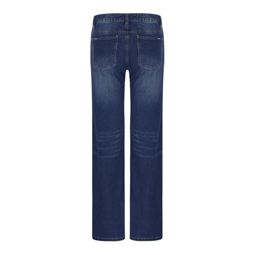 Women Men Vintage Wash Ripped Jeans High Waist Straight Leg Denim Pants Couple Zip Buttons Distress Loose Trousers3