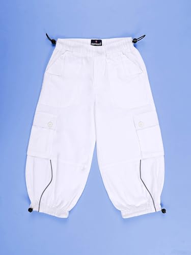 Image of KiddoPanti Girls Cotton Knit Solid Parachute Pant with Cargo Pocket