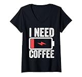 Photo Gallery donna caffè divertente i need coffee retro caffè batteria uomini donne maglietta con collo a v Photo Gallery donna caffè divertente i need coffee retro caffè batteria uomini donne maglietta con collo a v