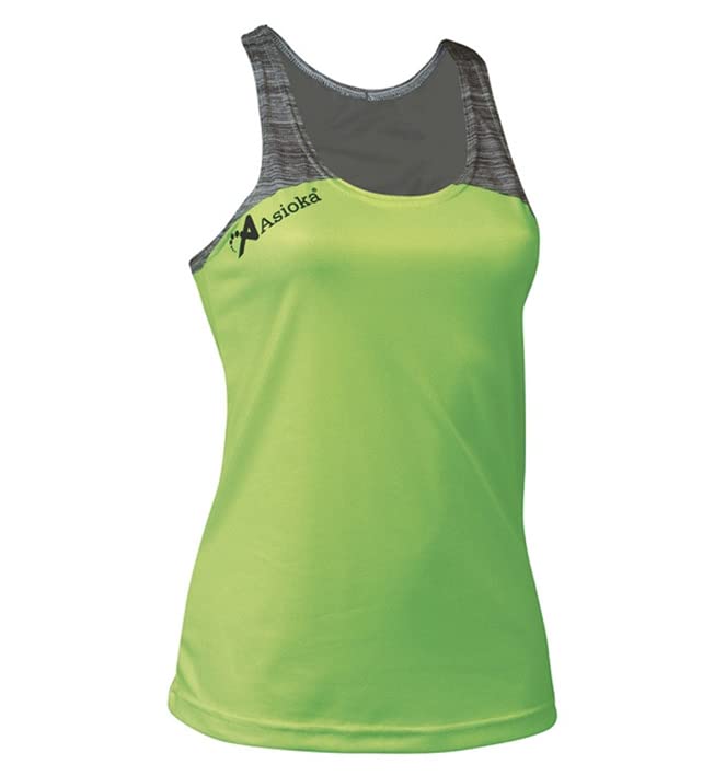 Asioka - Camiseta deportiva tirantes mujer - Camiseta de running para mujer - Camiseta técnica de tirantes - Color verde...