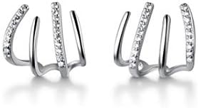 SLUYNZ 925 Sterling Silver CZ Luxury Cuff Earrings Stud for Women Girls Huggie Earrings Piercing Half Hoop Earrings Wrap Minimalist Mother's Day Gift Earrings