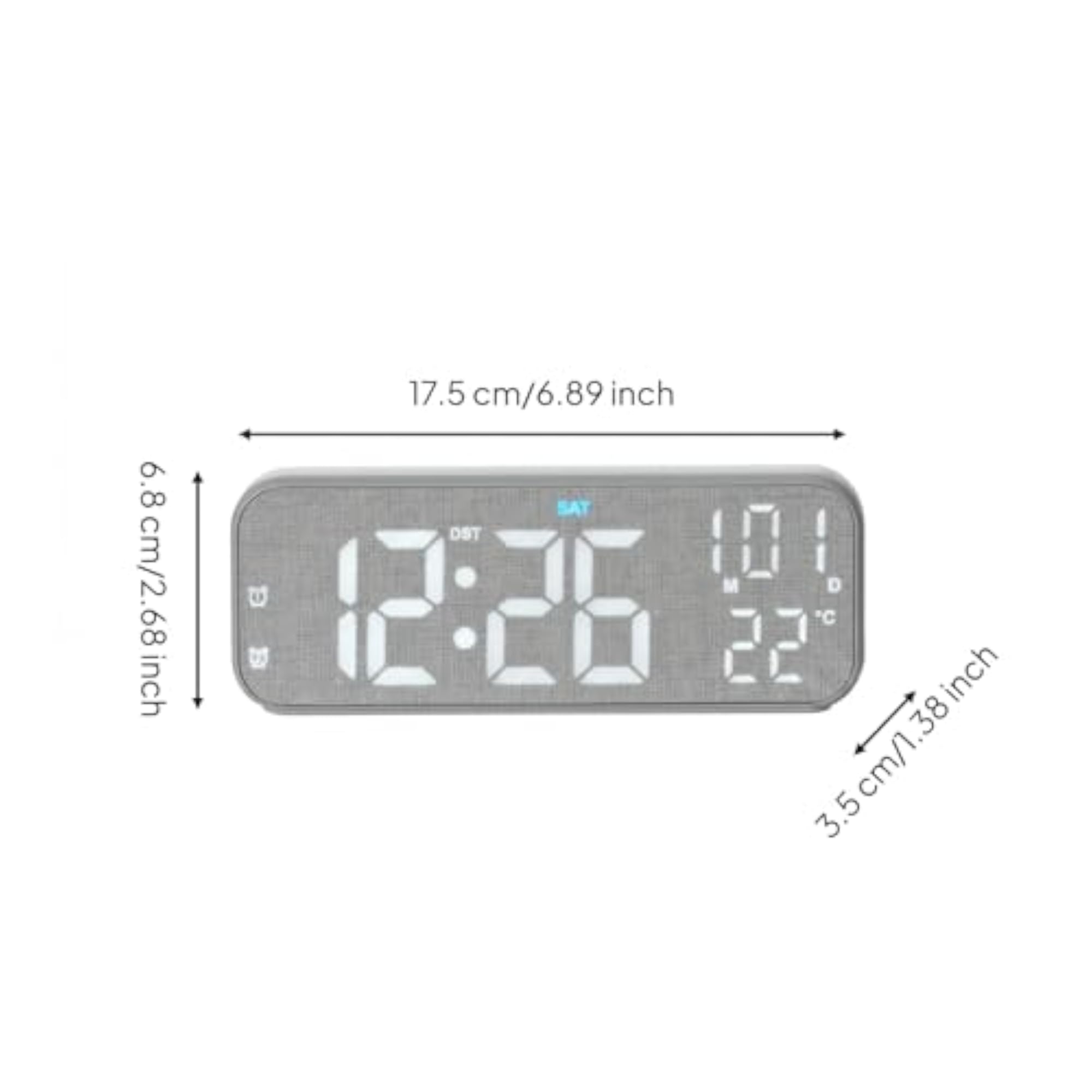 Blue Light Strip LED Desk Clock, Slim Profile