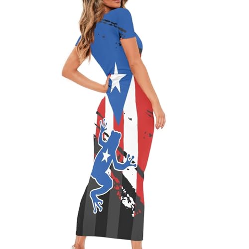 Image of Womens Short Sleeve Jamaican Flag Midi Bodycon Dress