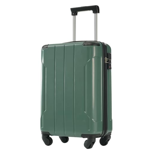 24 Inch Hardshell Carry On Luggage, Lightweight Medium Durable ABS Suitcases with Double Wheels and TSA Lock, Expandable 24-inch Checked Luggage for Travel, Men Women (Green, 20 Inch)