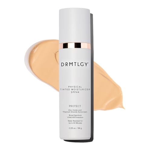 DRMTLGY Physical Tinted Moisturizer with SPF 44. Universal Tint. All-In-One Mineral Tinted Sunscreen and Foundation with Broad Spectrum Protection Against UVA and UVB Rays, 2.05 oz