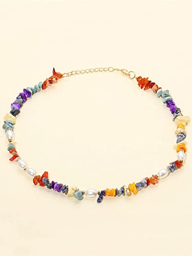 Image of Yellow Chimes Necklace for Women and Girls Fashion Choker Necklace for Women Carnelian Stone Pearl Choker Necklace for Girls | Birthday Gift for Girls and women