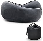 Oreiller de voyage Mémoire Mousse Col Oreil doux confortable housse en velours respirant Support Oreillant pour voyager, avions, voiture, Voyage dormant essentiels (Dark Gray)