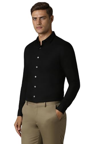 Image of Louis Philippe Men's Cotton Slim Fit Textured All Day Comfort Formal Shirt
