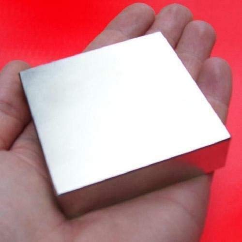 D&L Aimant permanent super magnétique 80 x 80 x 10 mm, parallèle N52, 380 kg, en néodyme, argenté