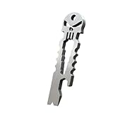 Edelstahl Totenkopf Schlüsselanhänger EDC Tragbar Outdoor Multifunktionswerkzeug Flaschenöffner Schraubenschlüssel Nagelheber Tragbares Werkzeug, Edelstahl, Andere Edelsteine