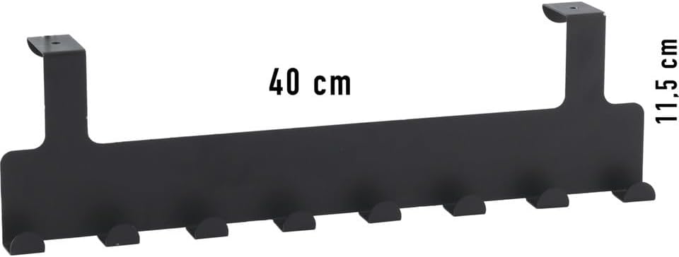 Orret Home Metal Mat Siyah Kapı Arkası Askılık – 8 Kancalı Amerikan Tipi Organizer Askı, Banyo ve Oda Kapıları İçin Pratik Askılık, Delmeden Montajlı Kapı Arkası Askı (Siyah) - Görsel 6
