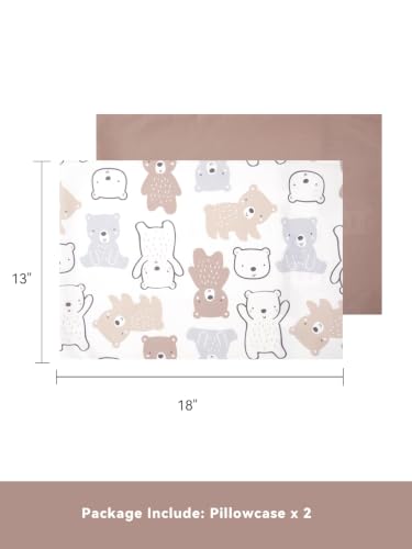 Image of TILLYOU Toddler Pillowcases 13 x 18 Travel Pillow Case 2 Pack, Kids Pillowcases Machine Washable with Envelope Closure, Boonie Cubs