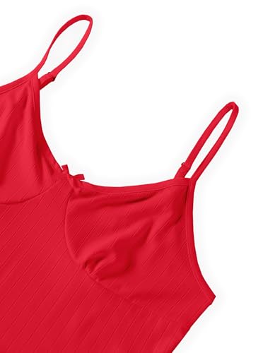 Image of Hilinker Women's 2 Piece Sexy Pajama Set Ribbed Cami Top and Shorts Sleepwear Cute Pjs Solid Red X-Large