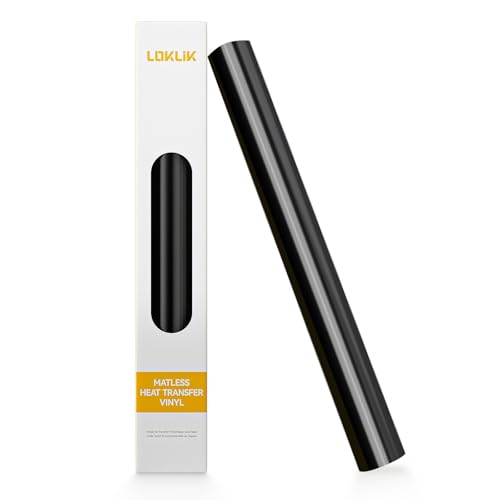 LOKLiK Matless Vinyle de transfert thermique Noir brillant 33 x 150 cm – Film thermocollant pour iCraft, kit de support de rouleau, durable, pour t-shirts, bannières et plus encore