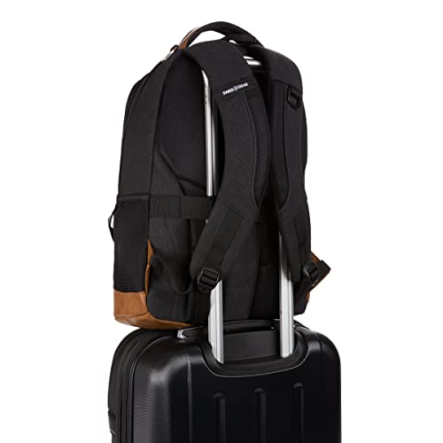 SwissGear Cecil 5505 Laptop Backpack, Black Canvas/Brown, 18Inch Bagy.io