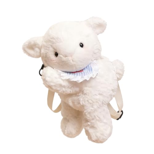 Cute Plush Sheep Crossbody Bag White Fluffy Sheep Party Bag with Adjustable Strap Phone Cosmetic Multi-Way Carrying (White-Sheep)