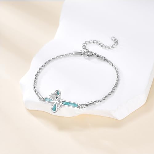 YAFEINI Crown of Thorns Bracelet Sterling Silver Catholic Cross Bracelet Thorns Crown Catholic Jewelry for Men4