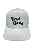Dad Gang Trucker Hat Premium Snapback Hat Men Tiktok Viral Hats Dad Gifts for Birthdays Embrodiery Great Gift (US, Alpha, One Size, White with Black Text)