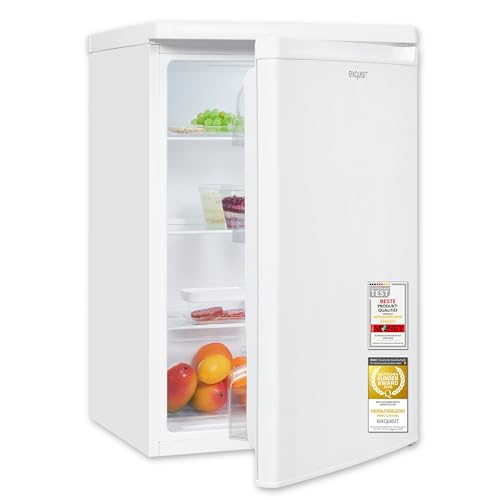 Exquisit Vollraumkühlschrank | 127 l Nutzinhalt, Energieklasse E, 39 dB(A) | kompakte Bauform, LED-Innenbeleuchtung, manuelle Temperaturregelung, Glasablagen, Gemüseschublade | KS516-V-040E weiss