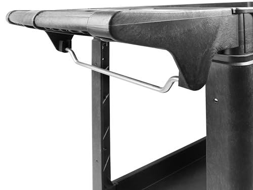 MaxWorks Heavy Duty 2‑Shelf Service Cart 500 lb Capacity Polypropylene Utility Cart with 5" Non‑Marring Casters Deep Trays and Built‑In Tool Storage for Garage Warehouse Workshop (80855) by MaxWorks - Image 7