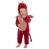 OLAOLA Baby Animal Costume Onesie, Unisex Toddler Red Dragon Romper, Plush Cosplay Dress Up Infant Outfits Halloween Costume