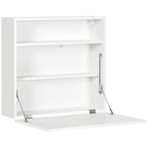 HOMCOM Mesa Plegable de Pared Escritorio Flotante 64x20x60 cm Blanco