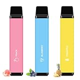 電子タバコ 使い捨て 持ち運び シーシャ ベイプ 3本入り 大容量 VAPE 禁煙パイポ 爆煙 水蒸気タバコ 禁煙サポート ニコチンなし タールなし (ピーチ＋パイン＋ブルーベリー)
