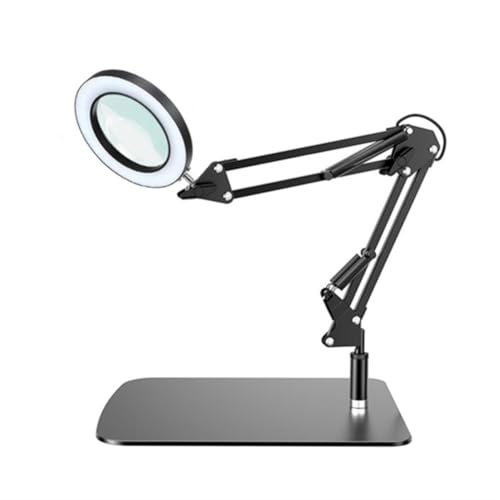 Teuypty Gran Lupa con Luz y Soporte, Lámpara de Escritorio LED para Lectura, Manualidades, Pasatiempos y Trabajos de Precisión