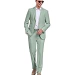 Linen Mens Suit 2 Piece Retro Suits for Men Slim Fit Blazer Jackets Drawstring Pants Set Tux Summer Beach Wedding Outfit - Image 5