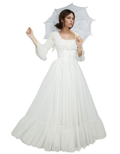 miccostumes Womens Rococo Dress Marie Antoinette Costume Ball Gown Victorian Dress (M) White