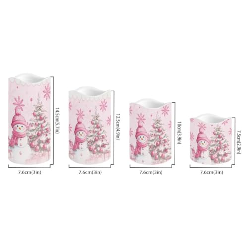 Image of Christmas Electric Flameless Candles Set of 4 | Xmas Flameless Candle Set with Timer, Battery Operated Fake Candles for Living Room Table Centerpieces