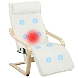 HOMCOM Poltrona Relax Riscaldante Massaggiante 8 Punti Crema Color Legno