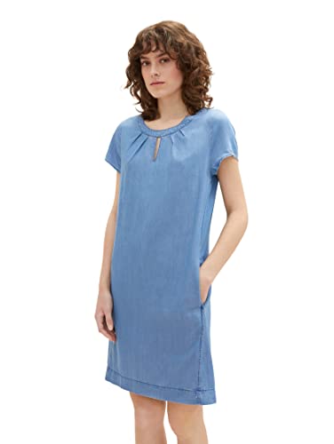 TOM TAILOR Damen 1037920 Kleid, 10281 - Mid Stone Wash Denim, 42