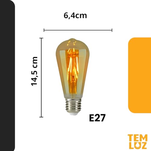 Lâmpada filamento Led Retro St64 4W âmbar bivolt - Embu Led