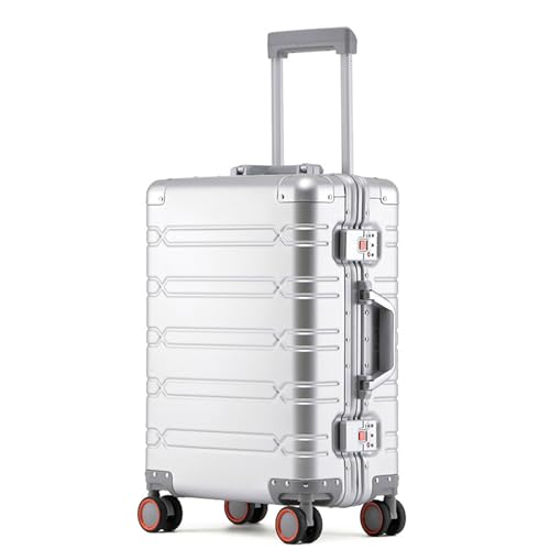 Tmore Aluminum Frame Luggage with Spinner Wheels, with TSA Locks Hard Shell Suitcase, Business 24